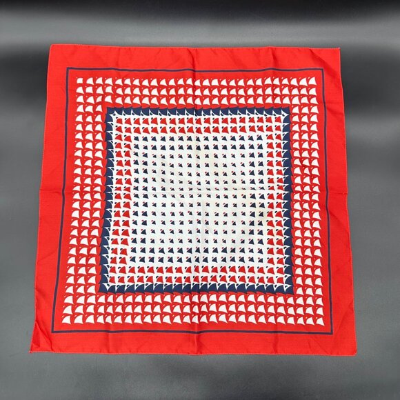 Vintage Scarf Italian 1970s Mademoiselle Red White Blue Patriotic Italy Small - Picture 2 of 8